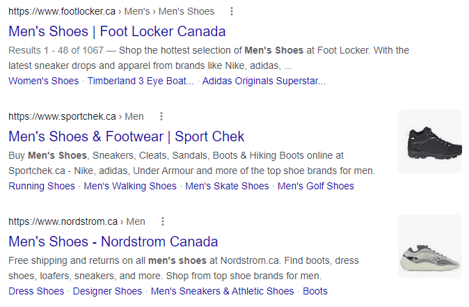 Examples of meta descriptions with search terms highlighted