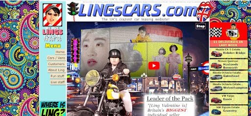 Screenshot of the Ling's Cars home page
