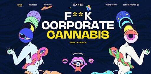 Screenshot of Oasis Cannabis' home page