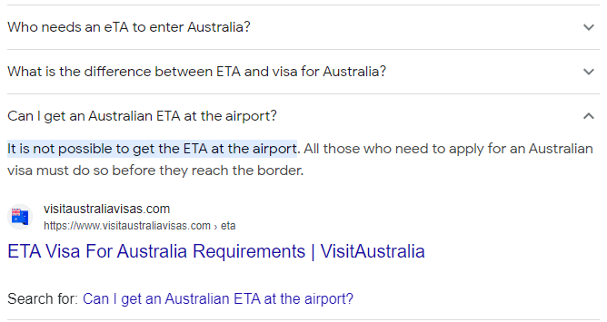 Screenshot showing the FAQ format being used in a PAA block