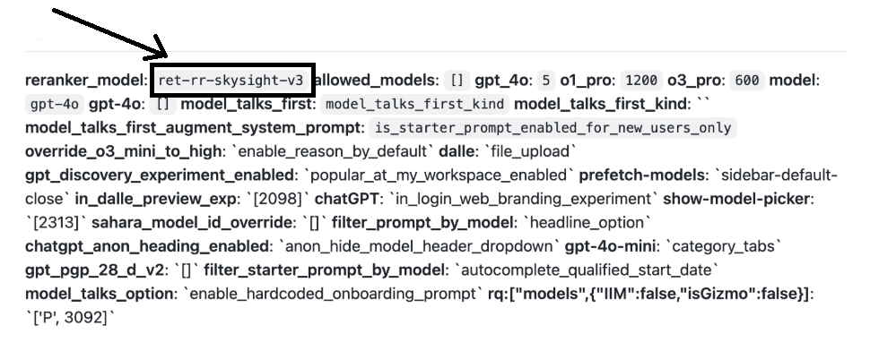 code snippet from chatgpt's backend dev console