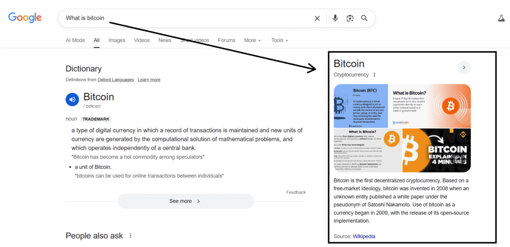 knowledge panel example