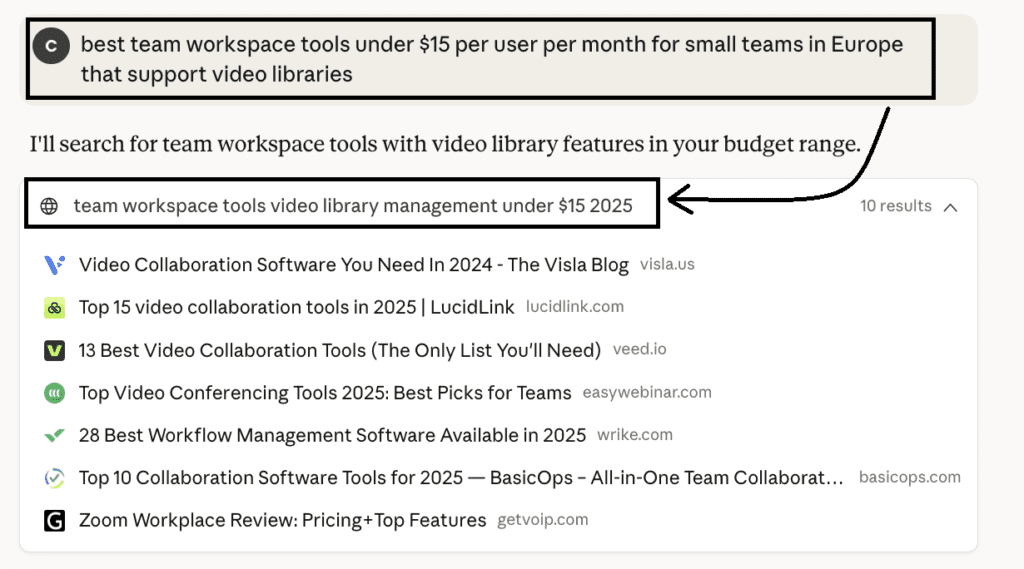 claude search example